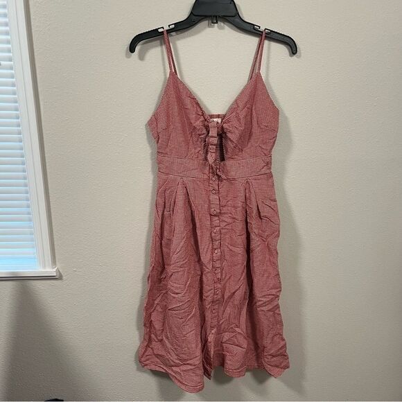 Gilli Picnic Women's Red White Checkered Dress With Front Tie - Picture 1 of 9